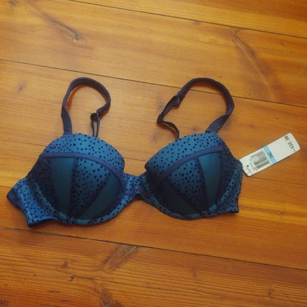 Jezebel Push Up Bra - Mesh & Velvet Dots 36c NWT